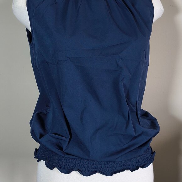 Elastic Ruffle Neckline Sleeveless Top - Picture 2 of 6